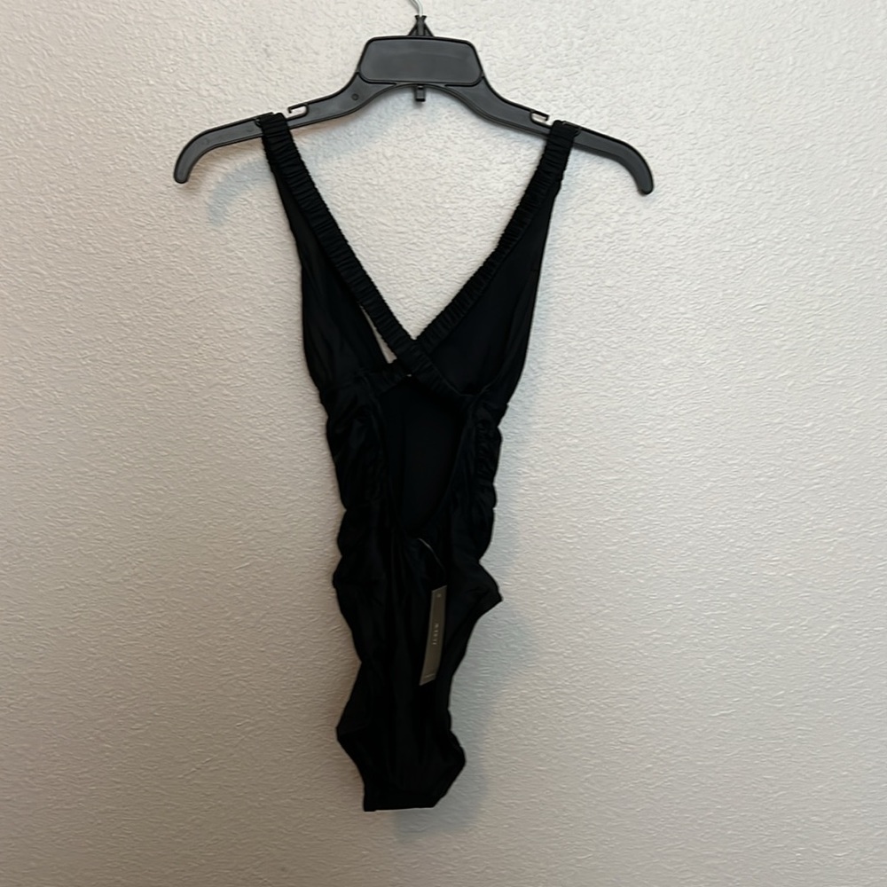 JCrew Scrunchie Strap Plunge One Piece Swimsuit Black Size 0 NWT - Picture 4 of 9